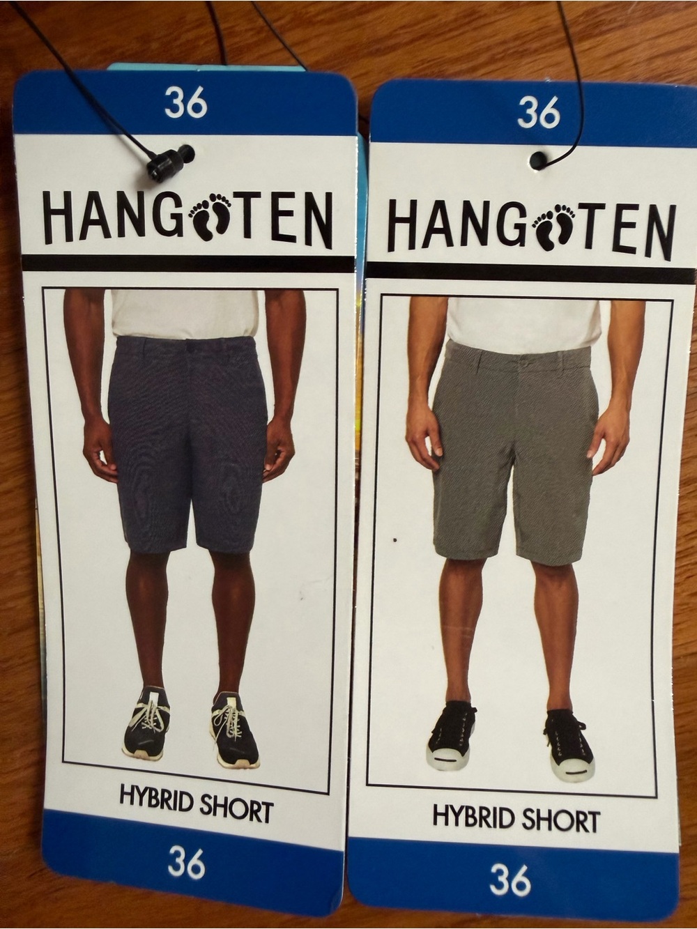 NWT Lot of 2 Hang Ten Men's Blue Gray Hybrid Shorts Stretch Quick Dry Pockets